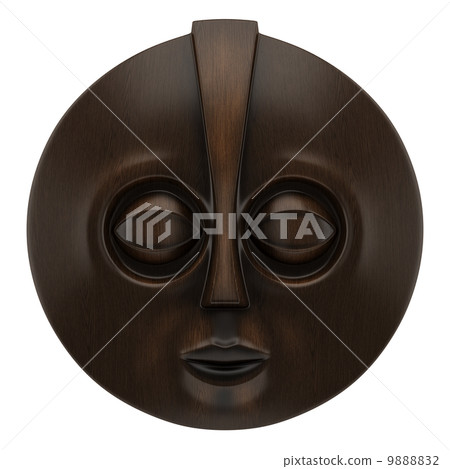 wooden african mask isolated on white background 9888832