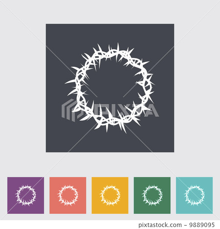 ?rown of thorns single flat icon. - Stock Illustration [9889095] - PIXTA
