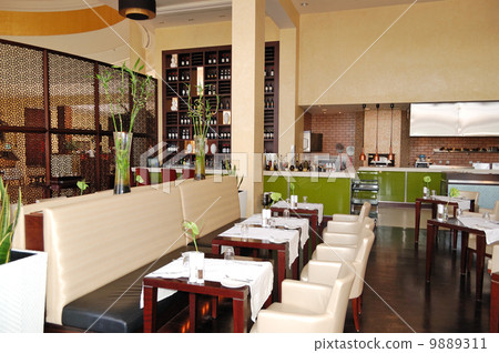The restaurant interior of luxury hotel, Ras Al Khaimah, UAE The restaurant interior of luxury hotel, Ras Al Khaimah, UAE 9889311