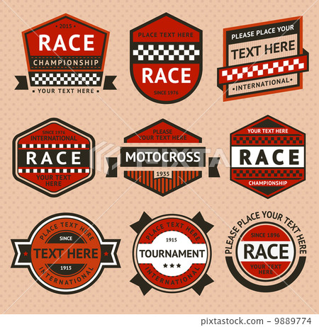 Racing badges set - vintage style 9889774