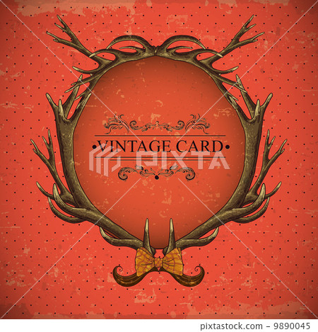Vintage roses vector card with deer antlers Vintage roses vector card with deer antlers 9890045