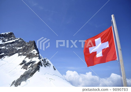 Jungfrau and the Swiss flag 9890783