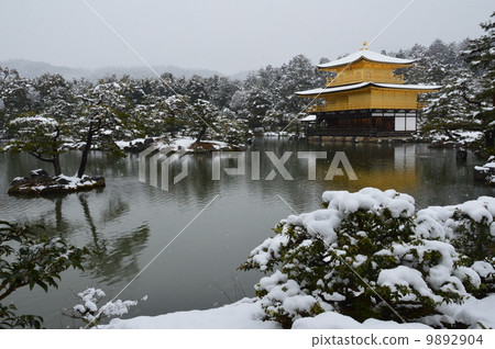 做雪的金閣寺(京都市北區) 做雪的金閣寺(京都市北區) 9892904