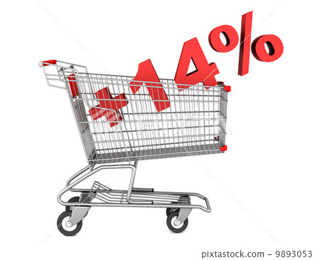 shopping cart with plus 14 percent sign isolated on white backgr shopping cart with plus 14 percent sign isolated on white backgr 9893053