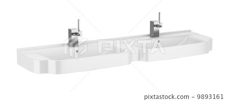 double ceramic bathroom sink isolated on white background 9893161