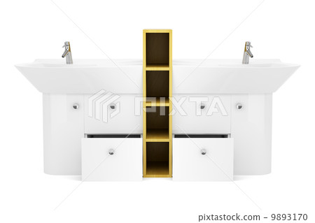 modern double bathroom sink isolated on white background 9893170