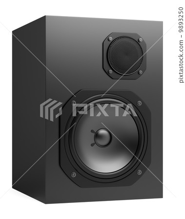single black audio speakers isolated on white background single black audio speakers isolated on white background 9893250
