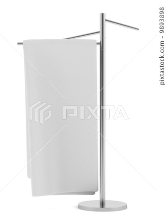towel on standing hanger isolated on white background 9893898