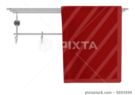 red towel on hanger isolated on white background 9893899