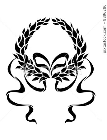 Foliate laurel wreath with long trailing ribbons 9896286