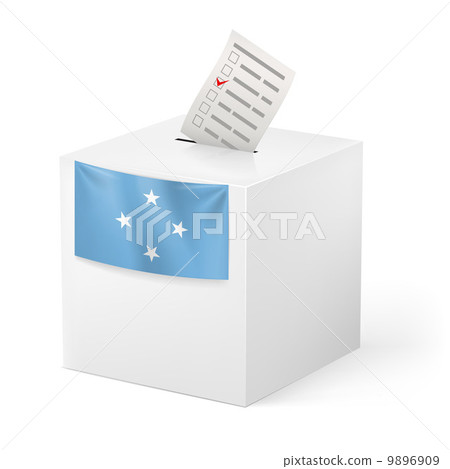 Ballot box with voting paper. Federated States of Micronesia Ballot box with voting paper. Federated States of Micronesia 9896909