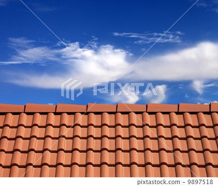 Roof tiles and sky with clouds Roof tiles and sky with clouds 9897518