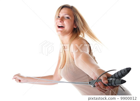 young fitness woman with jump rope isolated young fitness woman with jump rope isolated 9900012