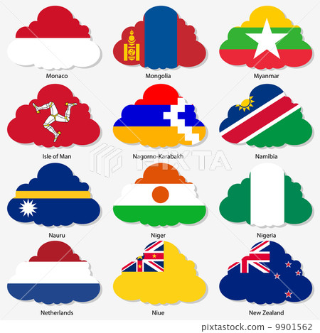 Set  Flags of world sovereign states in  form  clouds. Vector il 9901562
