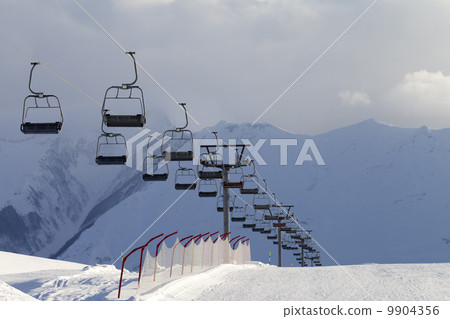 Snow skiing piste and ropeway Snow skiing piste and ropeway 9904356