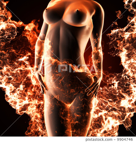 Sexy  woman in fire 9904746