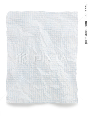 wrinkled note paper on white 9905660