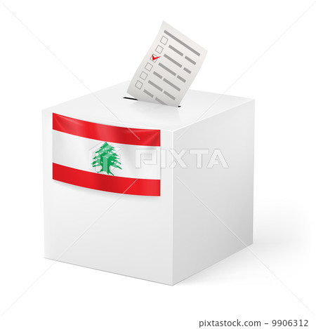 Ballot box with voting paper. Lebanon 9906312