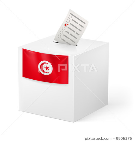 Ballot box with voting paper. Tunisia 9906376
