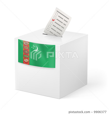 Ballot box with votng paper. Turkmenistan 9906377
