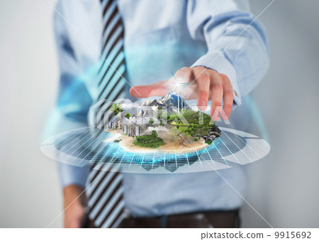 Business man presenting his better world project 9915692