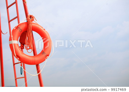 Lifeguard beach rescue equipment orange lifebuoy 9917469