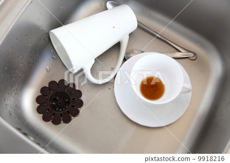Dishwashing. White dishes in the kitchen sink. Dishwashing. White dishes in the kitchen sink. 9918216