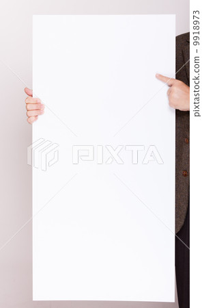 Businessman holding blank billboard. Advertising. Businessman holding blank billboard. Advertising. 9918973