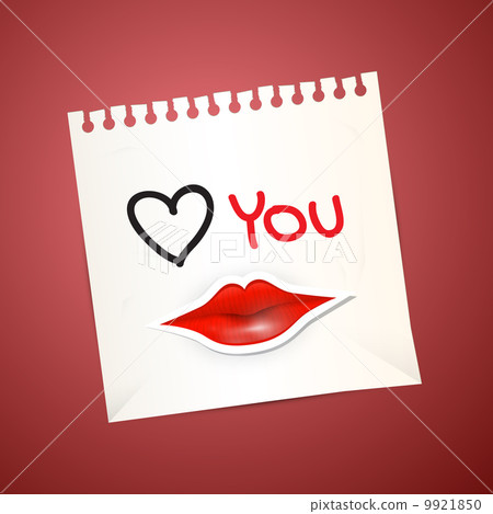 Paper Sheet with Love You Title and Paper Mouth 9921850