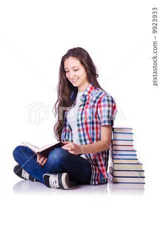 Student with books isolated on white Student with books isolated on white 9923933