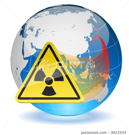 Earth globe with radiation hazard sign Earth globe with radiation hazard sign 9923934