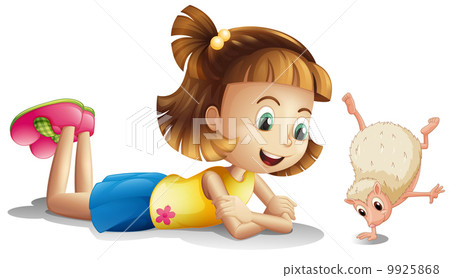 A young girl watching the wild animal A young girl watching the wild animal 9925868
