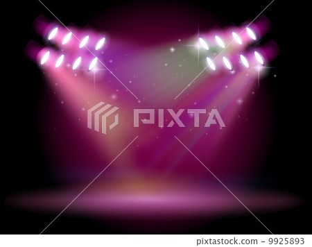 An empty stage with spotlights 9925893