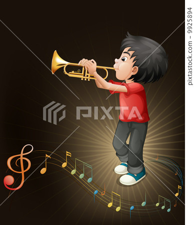 A young man playing with his trombone A young man playing with his trombone 9925894