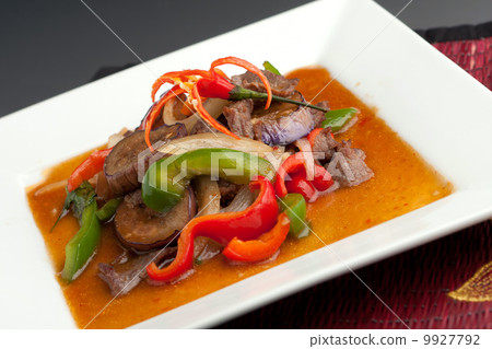 Spicy Eggplant with Beef Thai Food Spicy Eggplant with Beef Thai Food 9927792