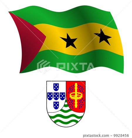 sao tome and principe wavy flag and coat 9928456