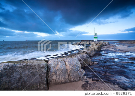 lighthouse on North sea coast, Ijmuiden, Holland lighthouse on North sea coast, Ijmuiden, Holland 9929371