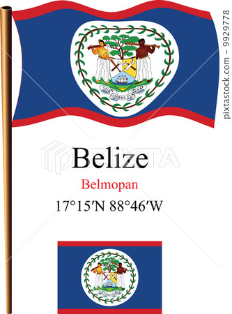 belize wavy flag and coordinates 9929778