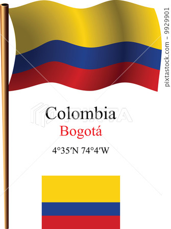 colombia wavy flag and coordinates 9929901