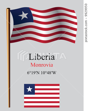 liberia wavy flag and coordinates 9929950