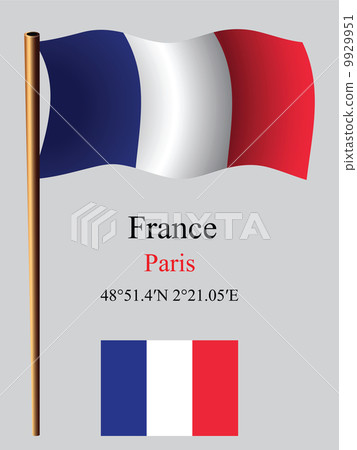 france wavy flag and coordinates 9929951