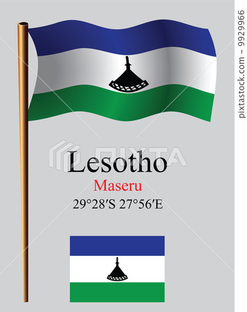 lesotho wavy flag and coordinates 9929966