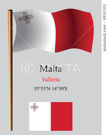 malta wavy flag and coordinates 9930103