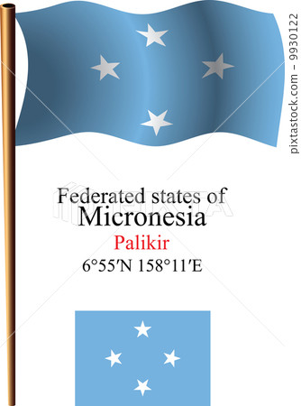 micronesia wavy flag and coordinates 9930122