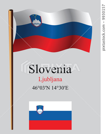 slovenia wavy flag and coordinates 9930157