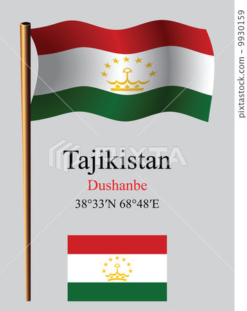 tajikistan wavy flag and coordinates 9930159