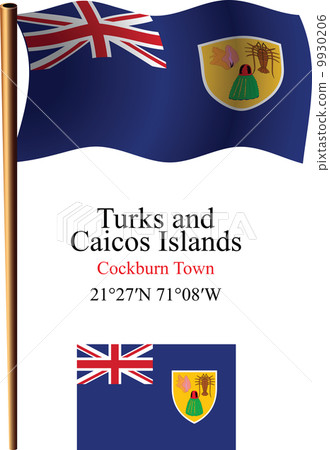 turks and caicos islands wavy flag and coordinates 9930206