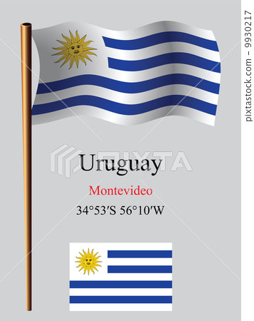 uruguay wavy flag and coordinates 9930217