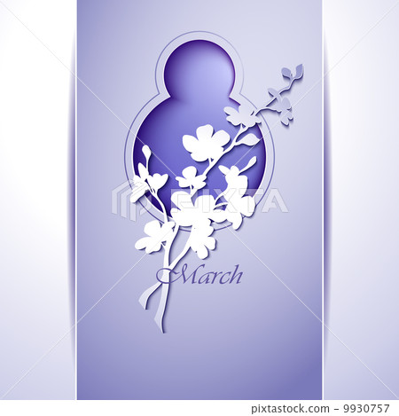 Spring flowers invitation template card. 8 March. 9930757
