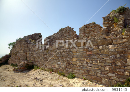Ancient wall near Theater in Segesta. Sicily, Italy 9931243